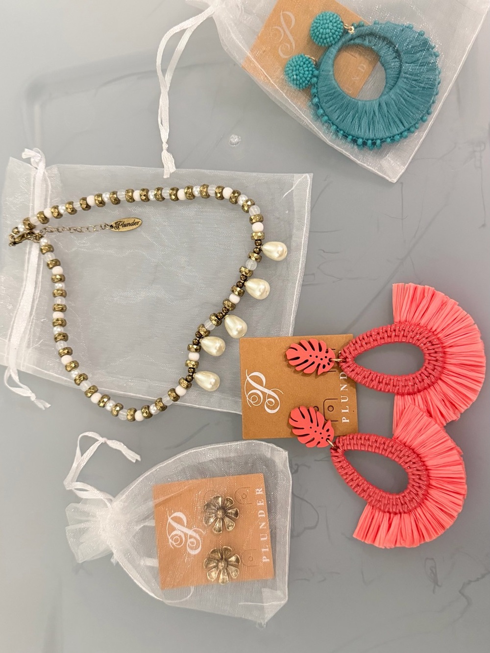 Plunder Coral Raffia Fan Drop Earrings